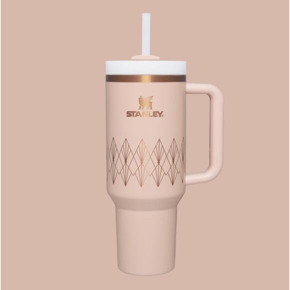 STANLEY Quencher H2.0 Flowstate Tumbler 40oz Deco Blush Gloss Pink Rose Gold